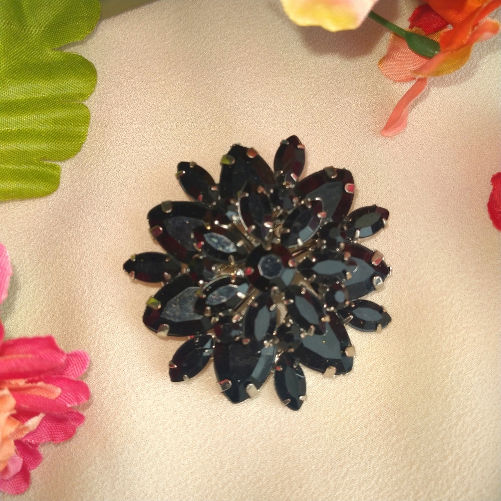 Black Flower Brooch